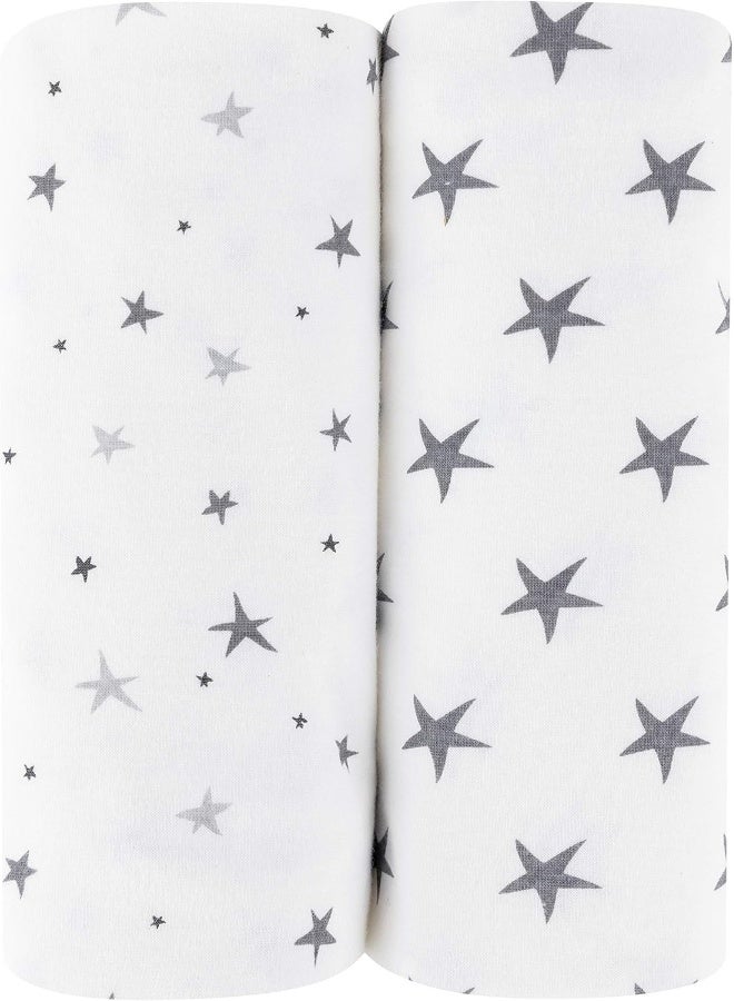 Ely's & Co. Ely’s & Co. Patent Pending Waterproof Changing Pad Cover|Cradle Sheet 2-Pack Set for Baby Boy - 100% Cotton, Jersey Knit Cotton Sheets with Waterproof Lining - Grey Stars - Image 5